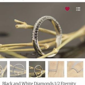 Black and white diamond 1/2 eternity band